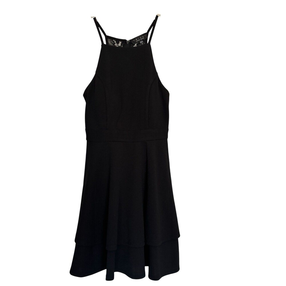 Trixxi Clothing Company Black Spaghetti Strap Mini Dress Sequin Lace back Size S